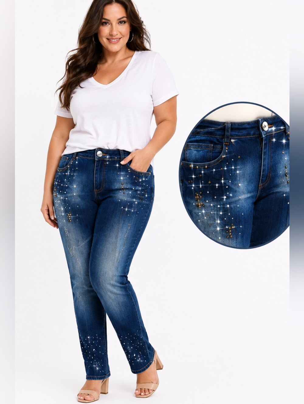 Plus Size Private Label Jeweled Rhinestone Embellished Jeans 16